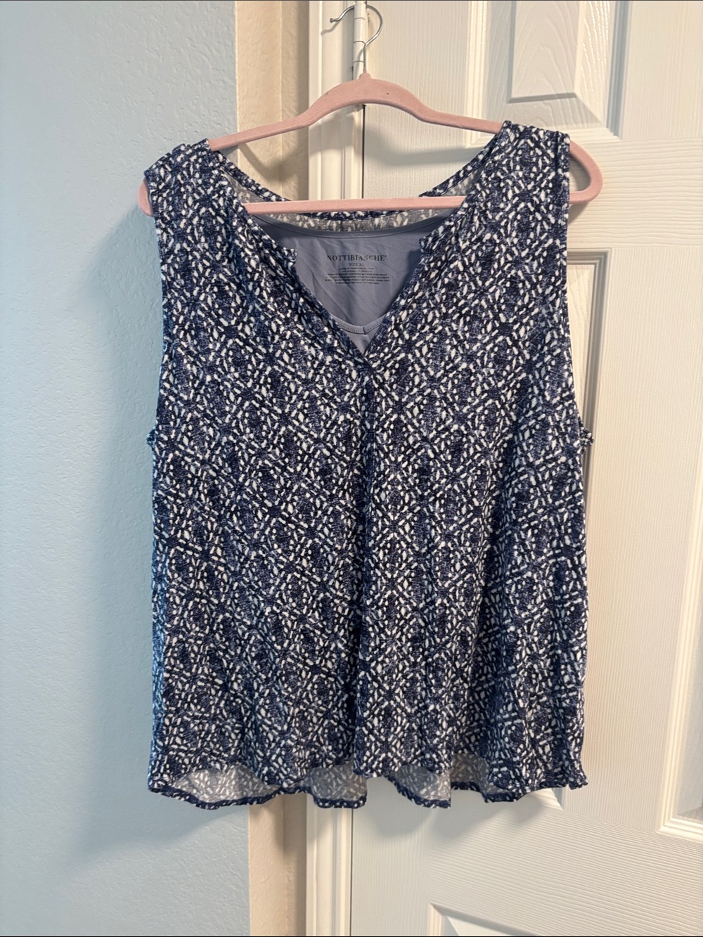 Nottibianche XL sleeveless blue white blouse